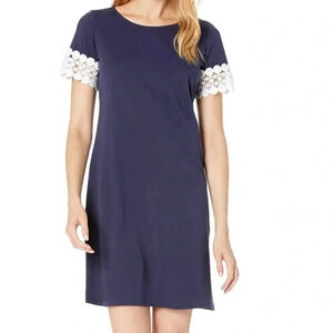 Lilly Pulitzer Hayes True Navy Short Lace Sleeves T-Shirt Mini Dress Size XS